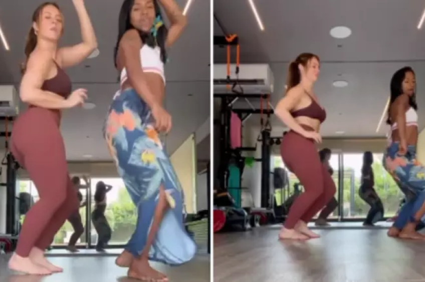 Paolla Oliveira encanta ao arriscar passos de carimbó em aula animada