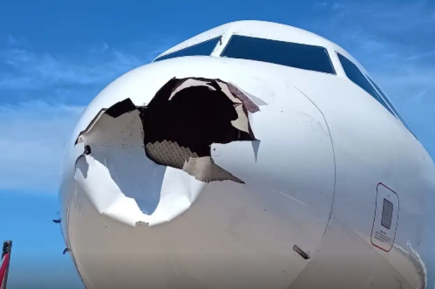 Avião da Latam volta ao Galeão após choque com pássaro e tem frente danificada